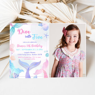 Invitation Mermaid 5e Anniversaire Plongée à cinq