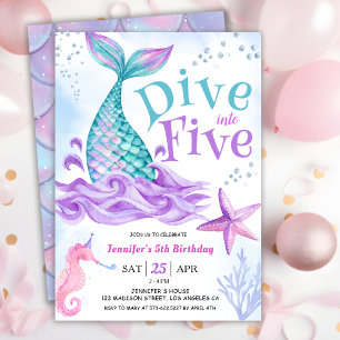 Invitation Mermaid 5e anniversaire Plongée en cinq