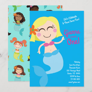 Invitation Mermaid Anniversaire de la fête Blonde