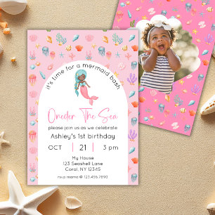 Invitation Mermaid Anniversaire Derrière La Mer Photo