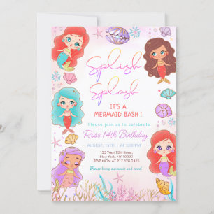 Invitation Mermaid Bash sous la mer Anniversaire