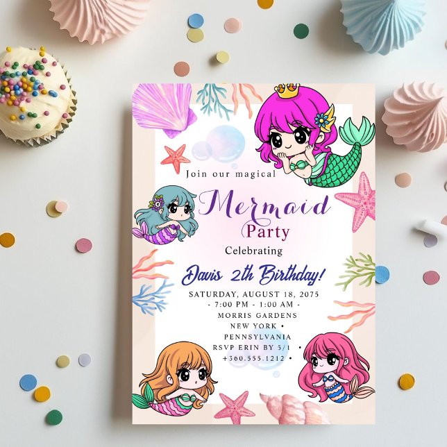 Invitation Mermaid Birthday Bash (Créateur téléchargé)
