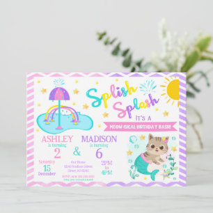 Invitation Mermaid Cat Splash Pad Joint Anniversaire   Parc A