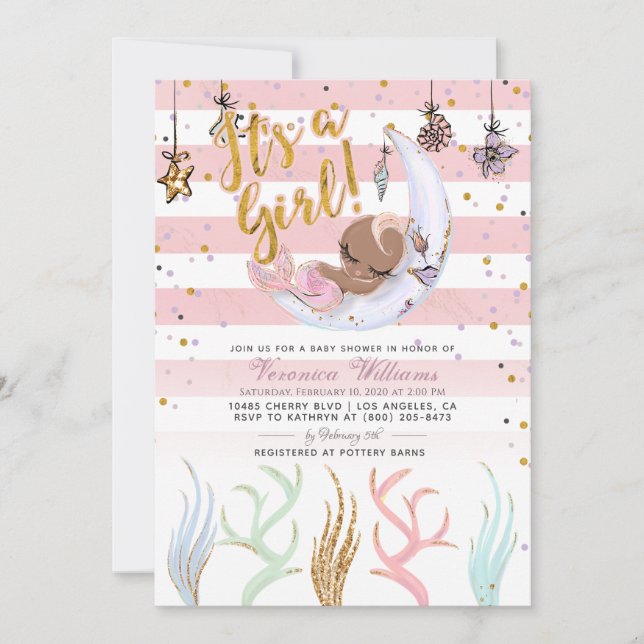 Invitation Mermaid C'est un Baby shower de fille (Devant)