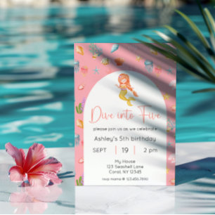 Invitation Mermaid Dive En Cinq Anniversaire Photo