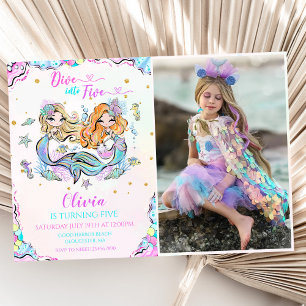 Invitation Mermaid Dive into Five 5th Birday Party Photo