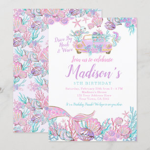 Invitation Mermaid Drive By Birday