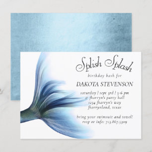 Invitation Mermaid Glam   Dusty Ice Blue Luster Splish Splash