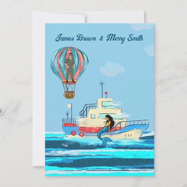 Invitation Mermaid Mission Hot Air Balloat Mariage (Devant)