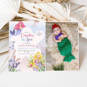 Invitation Mermaid Oneder Sea 1st Birthday Party Photo
