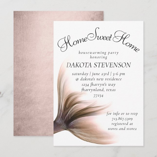 Invitation Mermaid Posh | Dusty Terracotta Peach Houclier (Devant / Derrière)