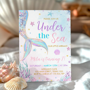 Invitation Mermaid Queue sous la mer Girl Anniversaire