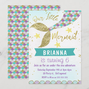 Invitation Mermaid Queue Sous L'Invitation D'Anniversaire En 