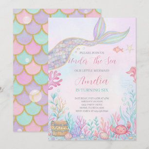 Invitation Mermaid Queue Sous L'Invitation D'Anniversaire En 