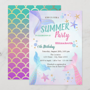 Invitation Mermaid Scales Seastas fête d'anniversaire