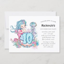 Invitation Mermaid Sea Life | Fête d'anniversaire avec âge pe
