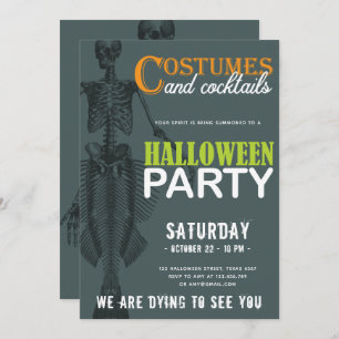 Invitation Mermaid Skeleton Modern Halloween