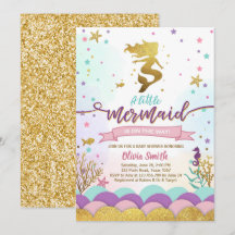 Mermaid Sous L'Invitation Du Baby shower De Mer