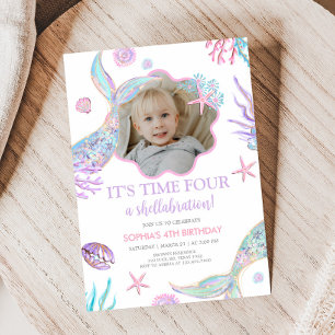 Invitation Mermaid Tail Quatrième fête d'anniversaire