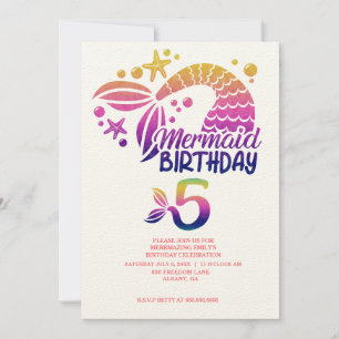 Invitation Mermaid Thème Personnalisé Anniversaire de enfant 