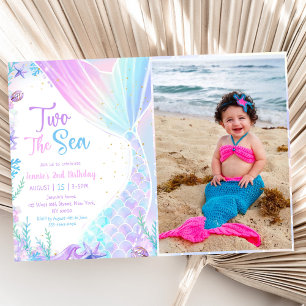 Invitation Mermaid Two The Sea 2nd Birday Party Photo
