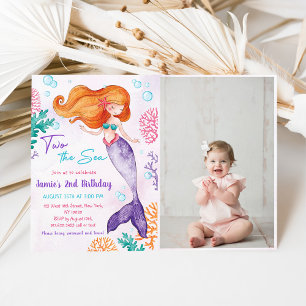 Invitation Mermaid Two The Sea 2nd Birday Party Photo