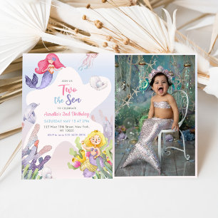 Invitation Mermaid Two The Sea 2nd Birday Party Photo