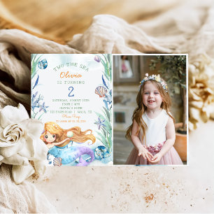 Invitation Mermaid Two The Sea 2nd Birday Party Photo
