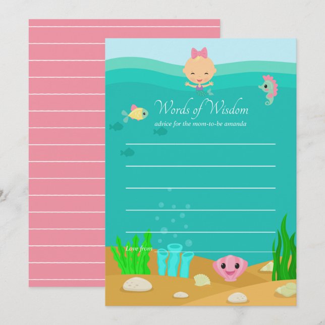 Invitation Mermaid Under the Sea Baby shower Conseils pour ma (Devant / Derrière)