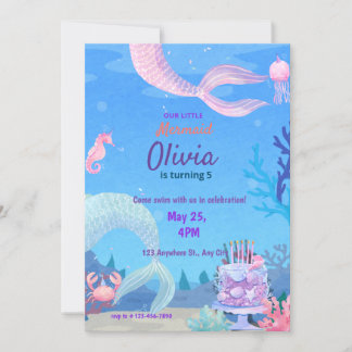 Invitation Mermaid Under the sea magical Birthday