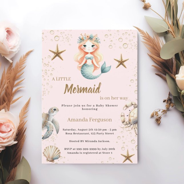 Invitation Mermaid Under the sea ocean animals Baby Shower (Créateur téléchargé)