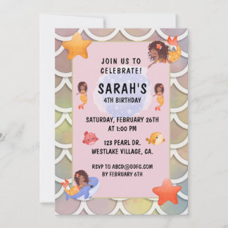 INVITATION MERMAIDS, MERMAID ARRIÈRE - PLAN ANNIVERSAIRE