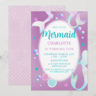Invitation Mermaids Rainbow Iridescente Parties scintillant A