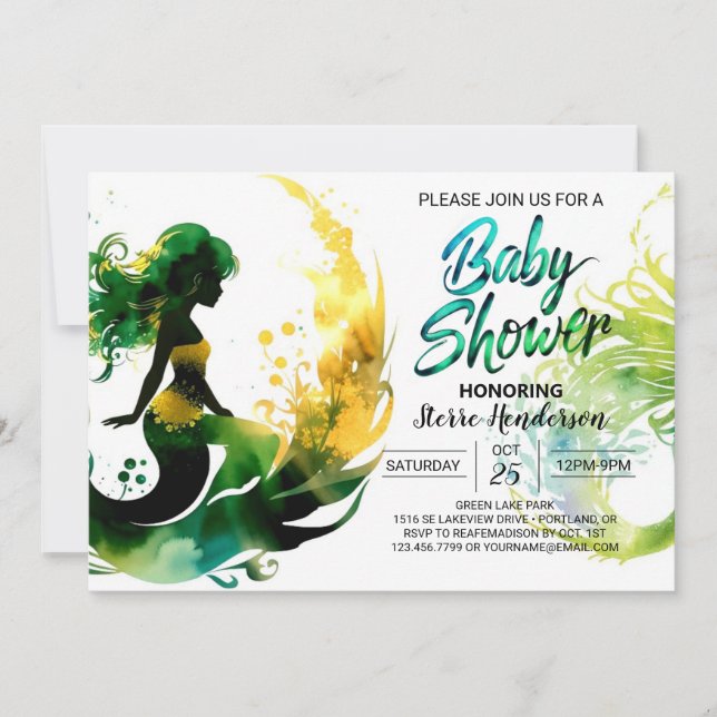 Invitation Mermaid's Sea Adventures : Baby shower (Devant)