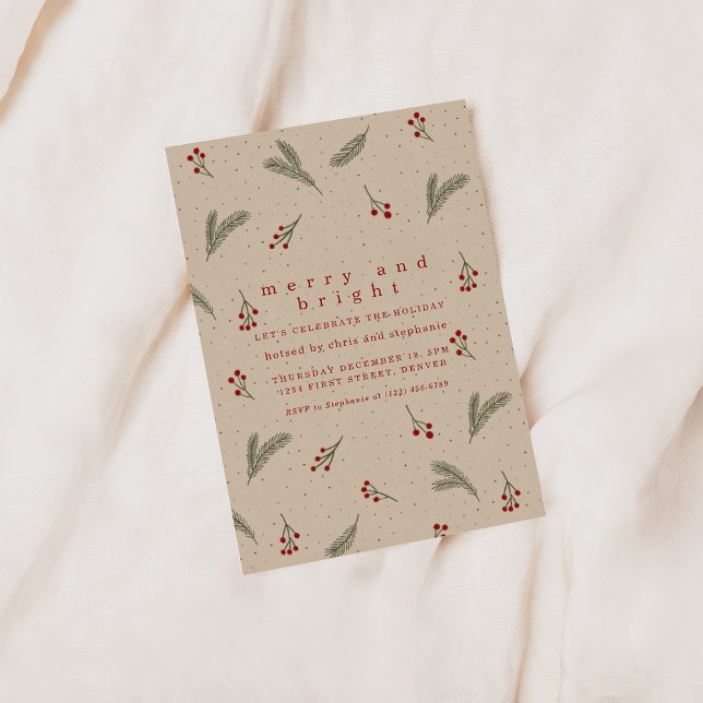 Invitation Merry and Bright Holiday Christmas Invite (Créateur téléchargé)