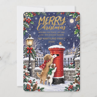 Invitation 🎄📮 Merry Christmas Dog Mailbox Holiday Card 🐶❄️