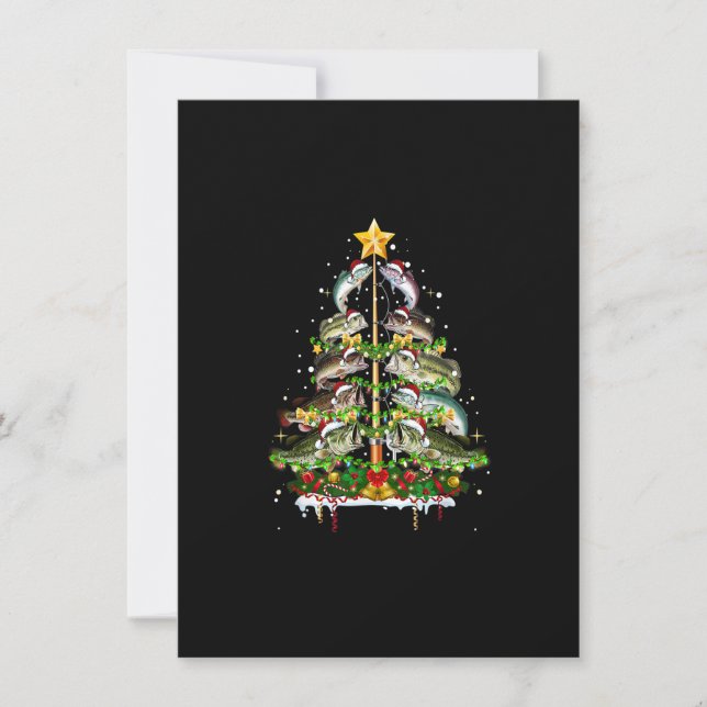 Invitation Merry Fishmas Funky Fish Christmas Tree Lights (Devant)
