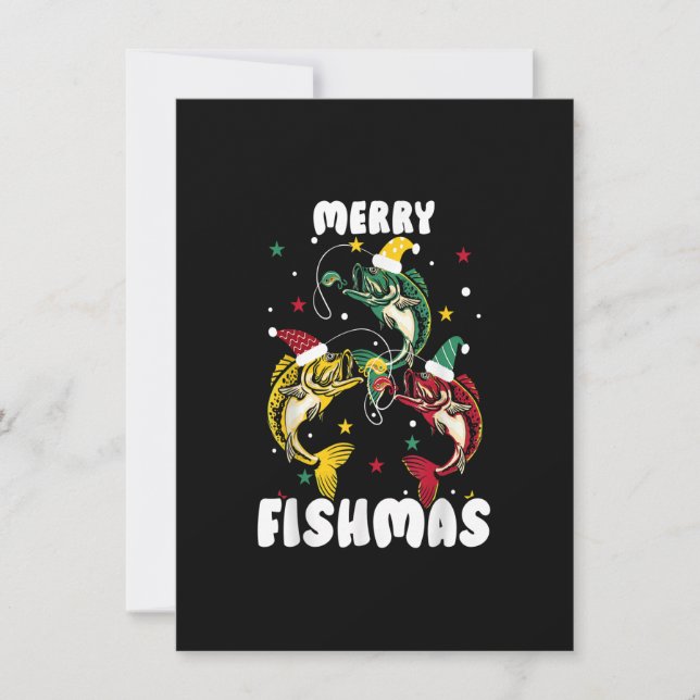 Invitation Merry Fishmas Funny Noël Pêche Joyeux Pêcheur de N (Devant)