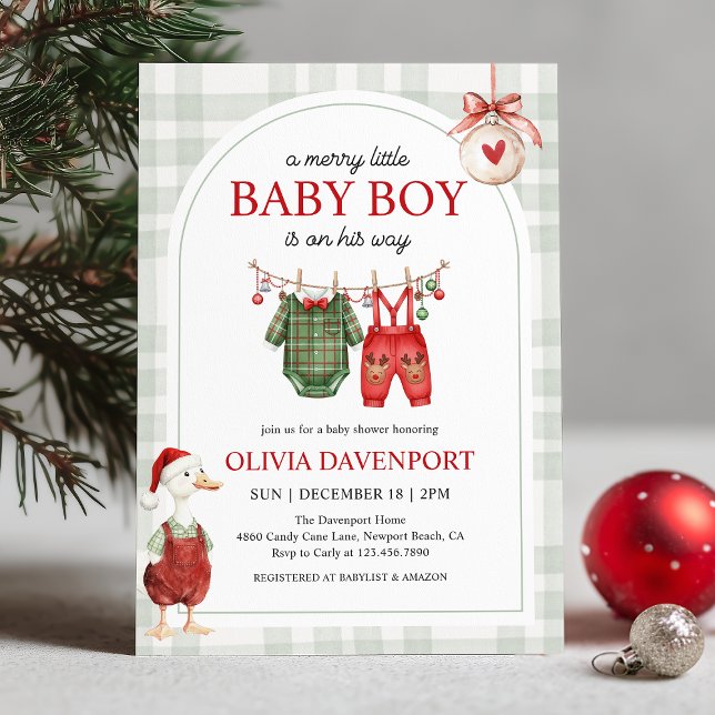 Invitation Merry Little Boy Goose Christmas Baby Shower (Créateur téléchargé)