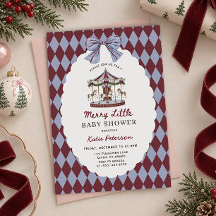 Invitation Merry Little Carousel Noël Baby Shower