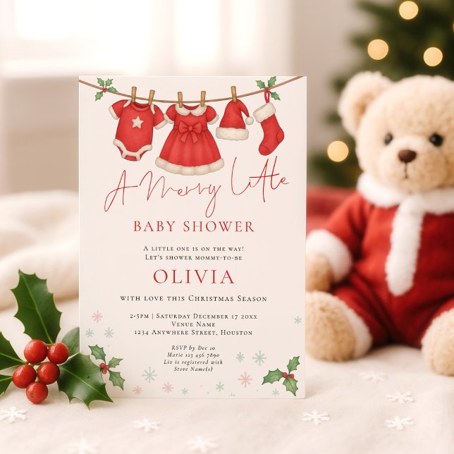 Invitation Merry Little Christmas Clothesline Baby Shower (Créateur téléchargé)