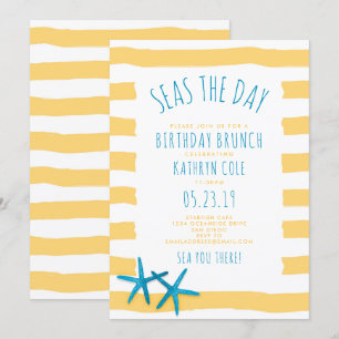 Invitation Mers le brunch d'anniversaire de plage de jour