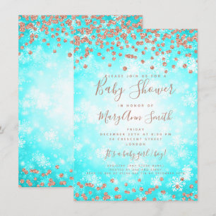 Invitation Merveille rose d'hiver de parties scintillantes
