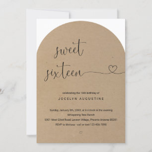 Invitation Merveilleusement simple Sweet sixteen fête d'anniv