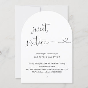 Invitation Merveilleusement simple Sweet sixteen fête d'anniv