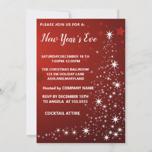 Invitation Merveilleux, Élégant, Nouvel An Rouge
