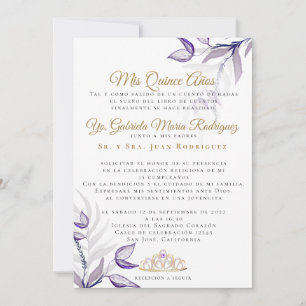 Invitation Mes Quinze Ans Feuillage Violet