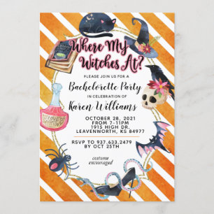 Invitation Mes sorcières à la fête de la Bachelorette d'Hallo
