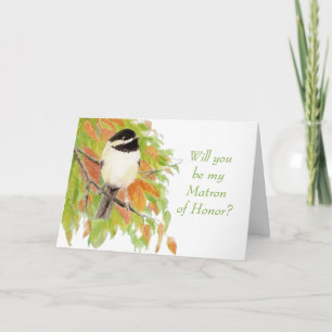 Invitation Mésange d'automne aquarelle Demoiselle d'honneur