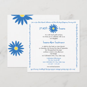 Invitation Message de la marguerite bat mitzvah Bleu